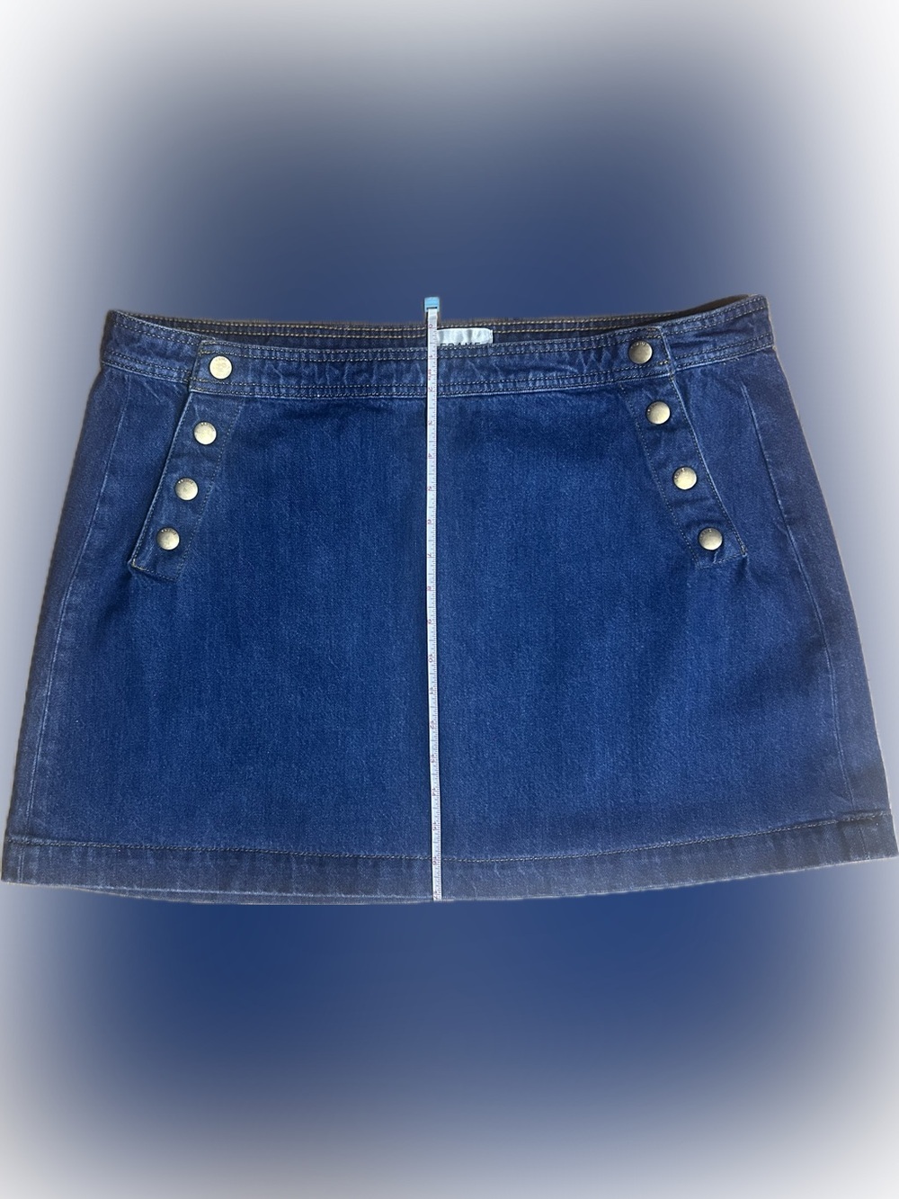 Frame SZ 34 Denim Blue Sailor Snap Denim Mini Skirt/Waist 40” - Picture 5 of 9